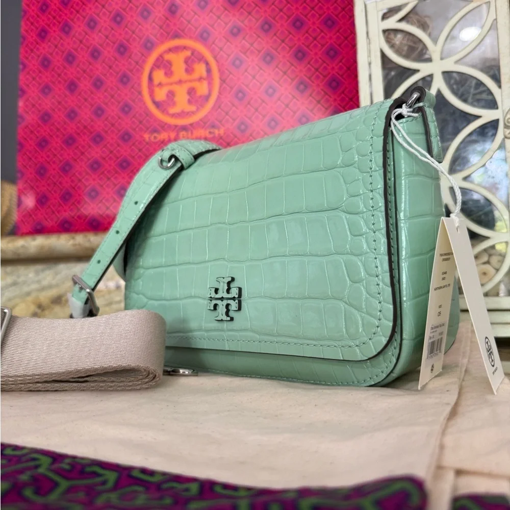 Tory Burch THEA EMBOSSED FLAP CROSSBODY / shoulder in NORTHERN LIGHTS color
